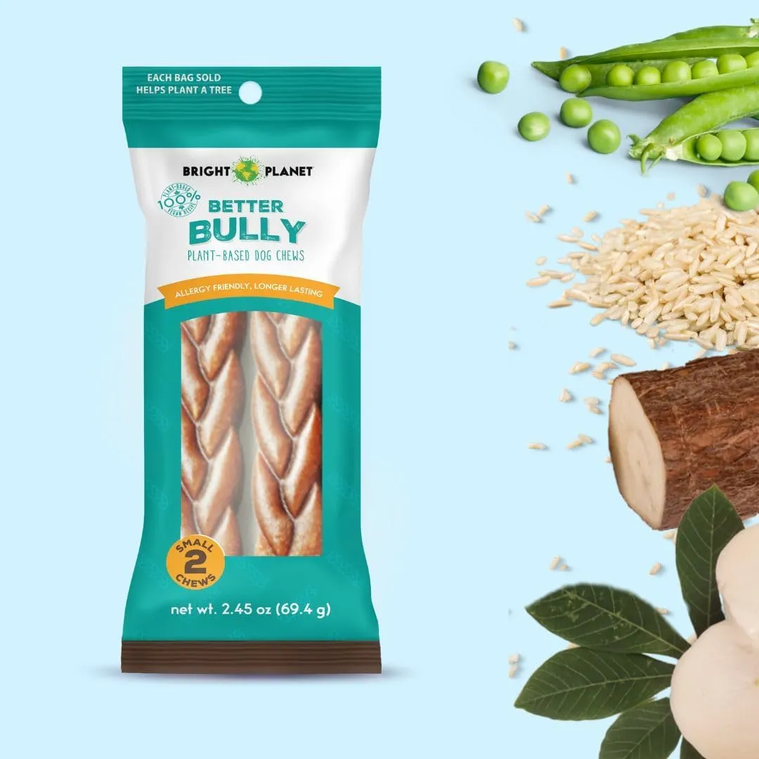 | Better Bully Vegan Dog Chews 2ct Small | Long Lasting Chew | Hypoallergenic Allergy- Friendly Plant-Based | Made in USA
