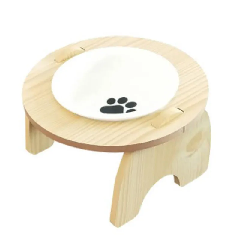 15°Cervical Spine Wooden Bowl Holder Double Bowl for Pet Feeding and Drinking