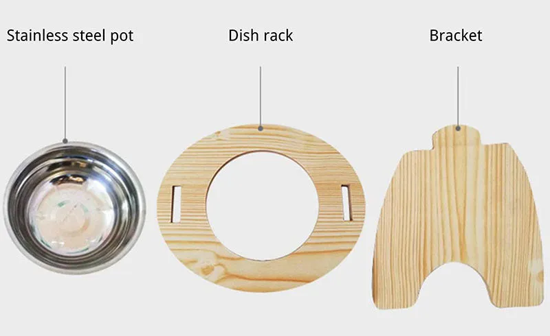 15°Cervical Spine Wooden Bowl Holder Double Bowl for Pet Feeding and Drinking