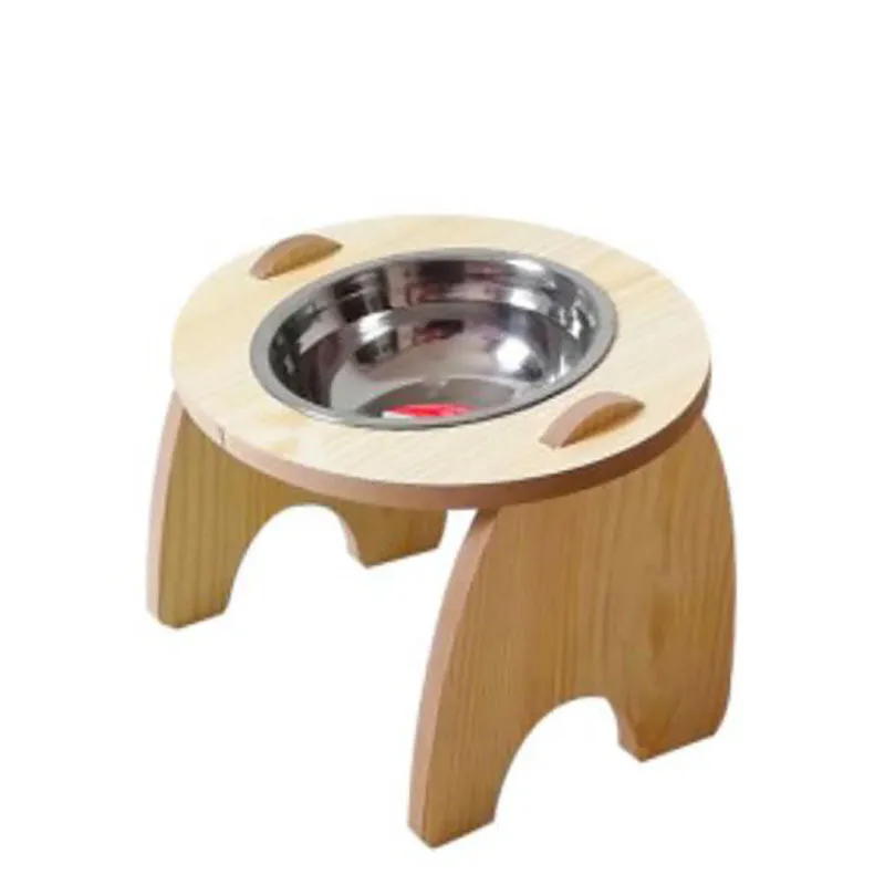 15°Cervical Spine Wooden Bowl Holder Double Bowl for Pet Feeding and Drinking