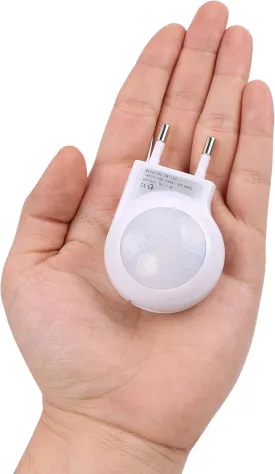 4 Pack of White EU 2-pin Plug - Portable Plug-in 0.7W Travel LED Night Light with Light Sensor Controlled Dusk to Dawn, No USB Port