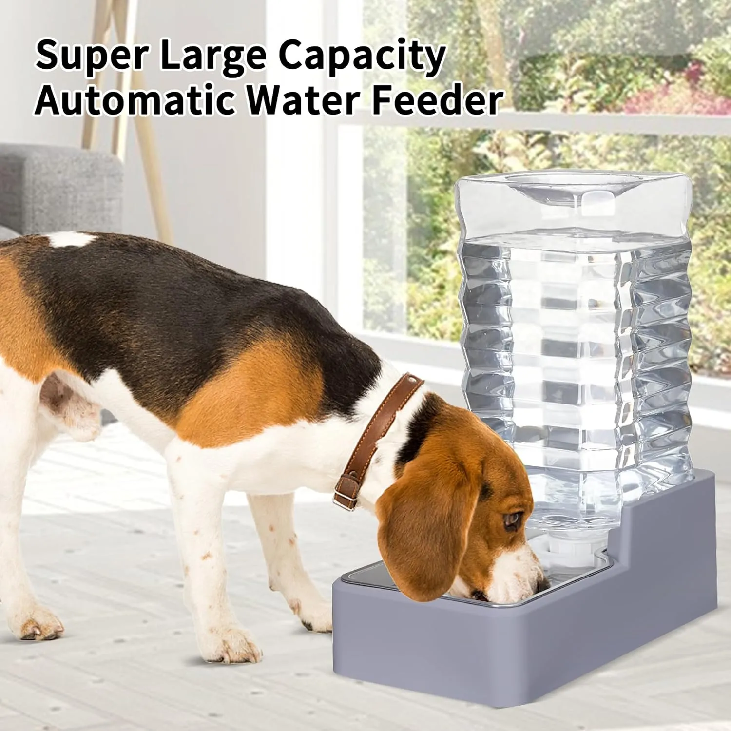 9L Automatic Dog and Cat Water Dispenser with Stainless Steel Bowl Gravity Waterer,Large Capacity and Drinking,100% BPA-Free,Suitable for Medium and Large-Sized Cats and Dogs (Light Gray, 9L)