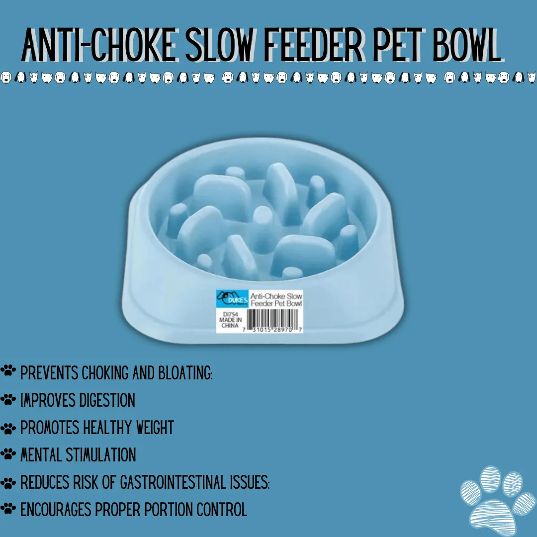 Anti-Choke Slow Feeder Pet Bowl - BLUE
