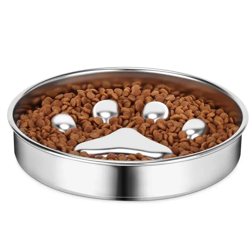 Anti-Choking Slow Feeder Dog Bowl in Stainless Steel