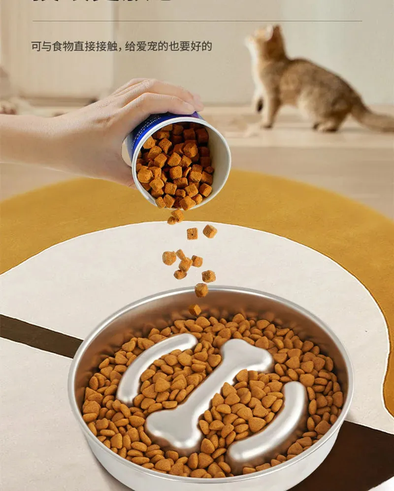 Anti-Choking Slow Feeder Dog Bowl in Stainless Steel