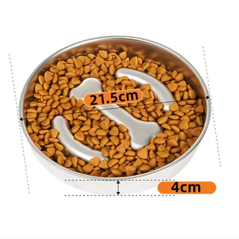 Anti-Choking Slow Feeder Dog Bowl in Stainless Steel