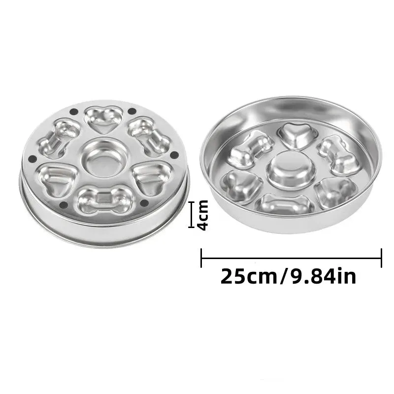 Anti-Choking Slow Feeder Dog Bowl in Stainless Steel