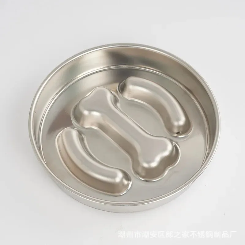 Anti-Choking Slow Feeder Dog Bowl in Stainless Steel