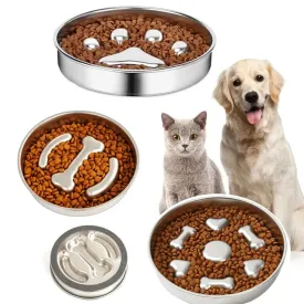Anti-Choking Slow Feeder Dog Bowl in Stainless Steel
