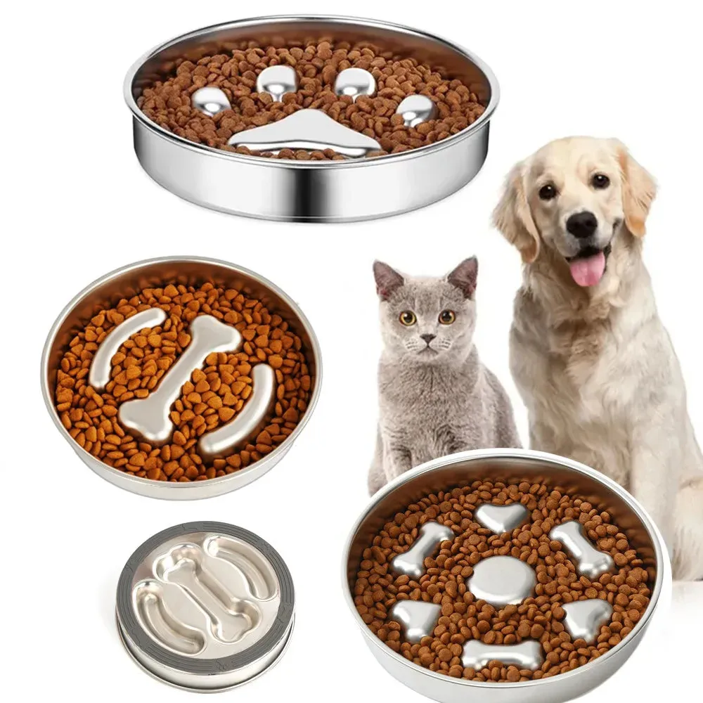 Anti-Choking Slow Feeder Dog Bowl in Stainless Steel