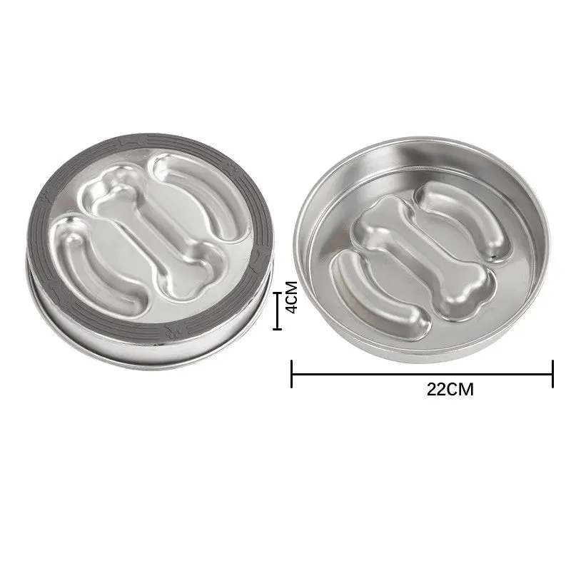 Anti-Choking Slow Feeder Dog Bowl in Stainless Steel