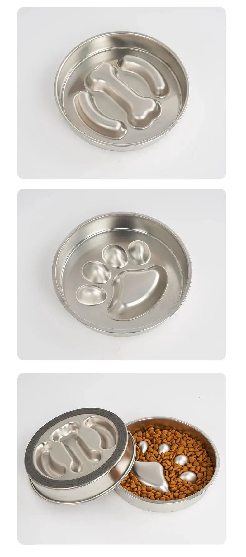 Anti-Choking Slow Feeder Dog Bowl in Stainless Steel