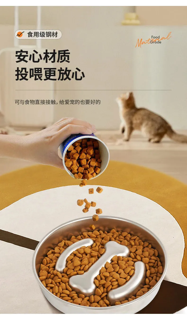 Anti-Choking Slow Feeder Dog Bowl in Stainless Steel