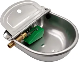 Automatic Waterer Bowl with Brass Float Valve and Drain Plug Stainless Steel Livestock Water Trough Bowl for Dog Cattle Pig Goat Sheep