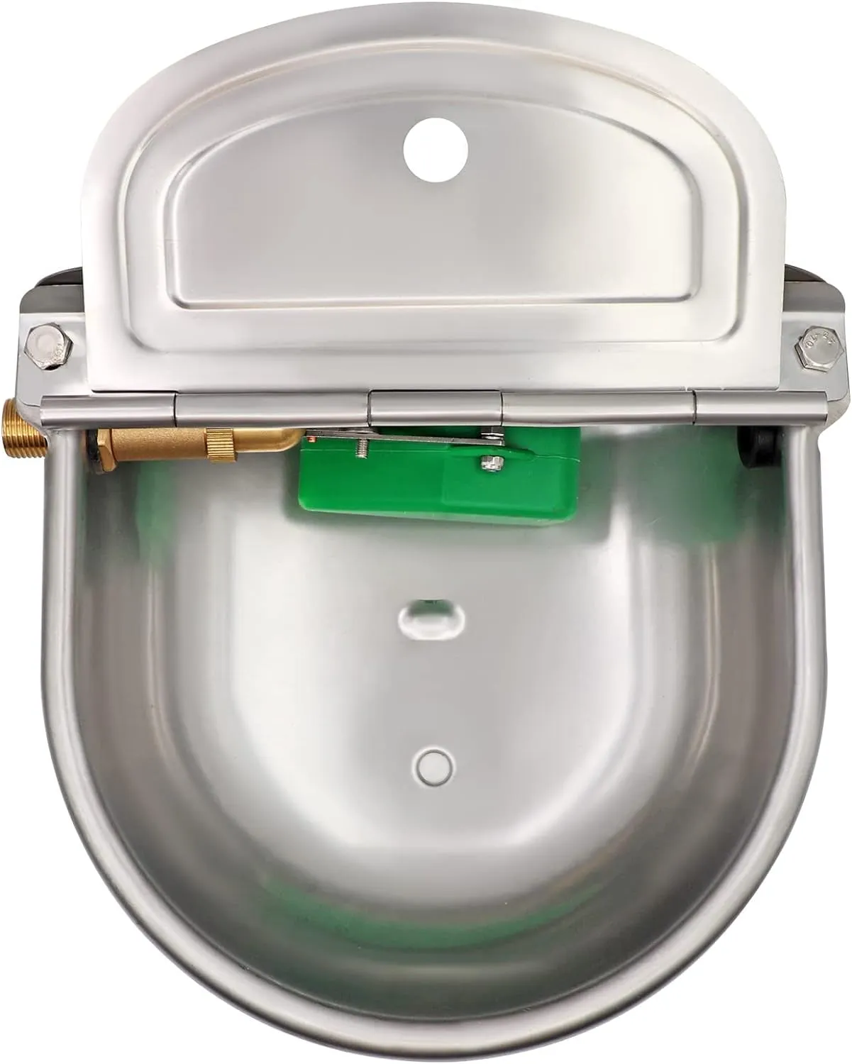 Automatic Waterer Bowl with Brass Float Valve and Drain Plug Stainless Steel Livestock Water Trough Bowl for Dog Cattle Pig Goat Sheep