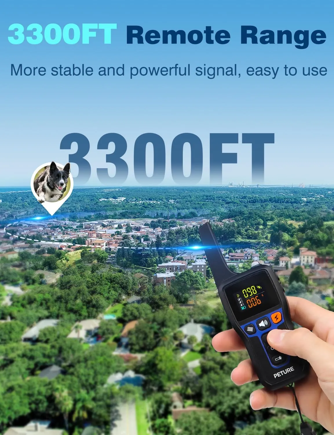 Bark Collar with Remote (7-120lbs), 3300Ft Automatic Bark and Training Collar Combo with Beep, Vibration, Static & Auto Mode, IPX7 Waterproof Dog Training Collar for Small Medium Large Dogs