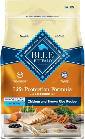 Blue Buffalo Life Protection Formula Large Breed Senior Dry Dog Food, Promotes Joint Health and Immunity, Made with Natural Ingredients, Chicken & Brown Rice Recipe, 34-lb. Bag