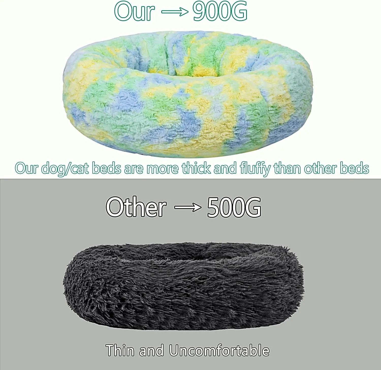 Calming Dog Bed for Small Medium Dogs Cats, 23'' Round Anti-Anxiety Warm Fluffy Plush Faux Fur Bed, Soft Anti-Slip Donut Washable Pet Bed, Fits up to 30 lbs Pets