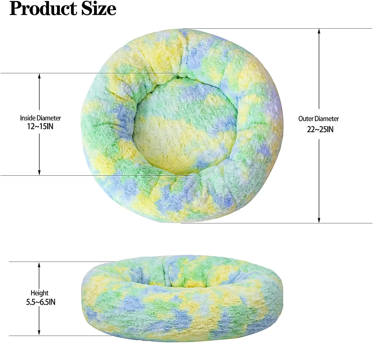 Calming Dog Bed for Small Medium Dogs Cats, 23'' Round Anti-Anxiety Warm Fluffy Plush Faux Fur Bed, Soft Anti-Slip Donut Washable Pet Bed, Fits up to 30 lbs Pets
