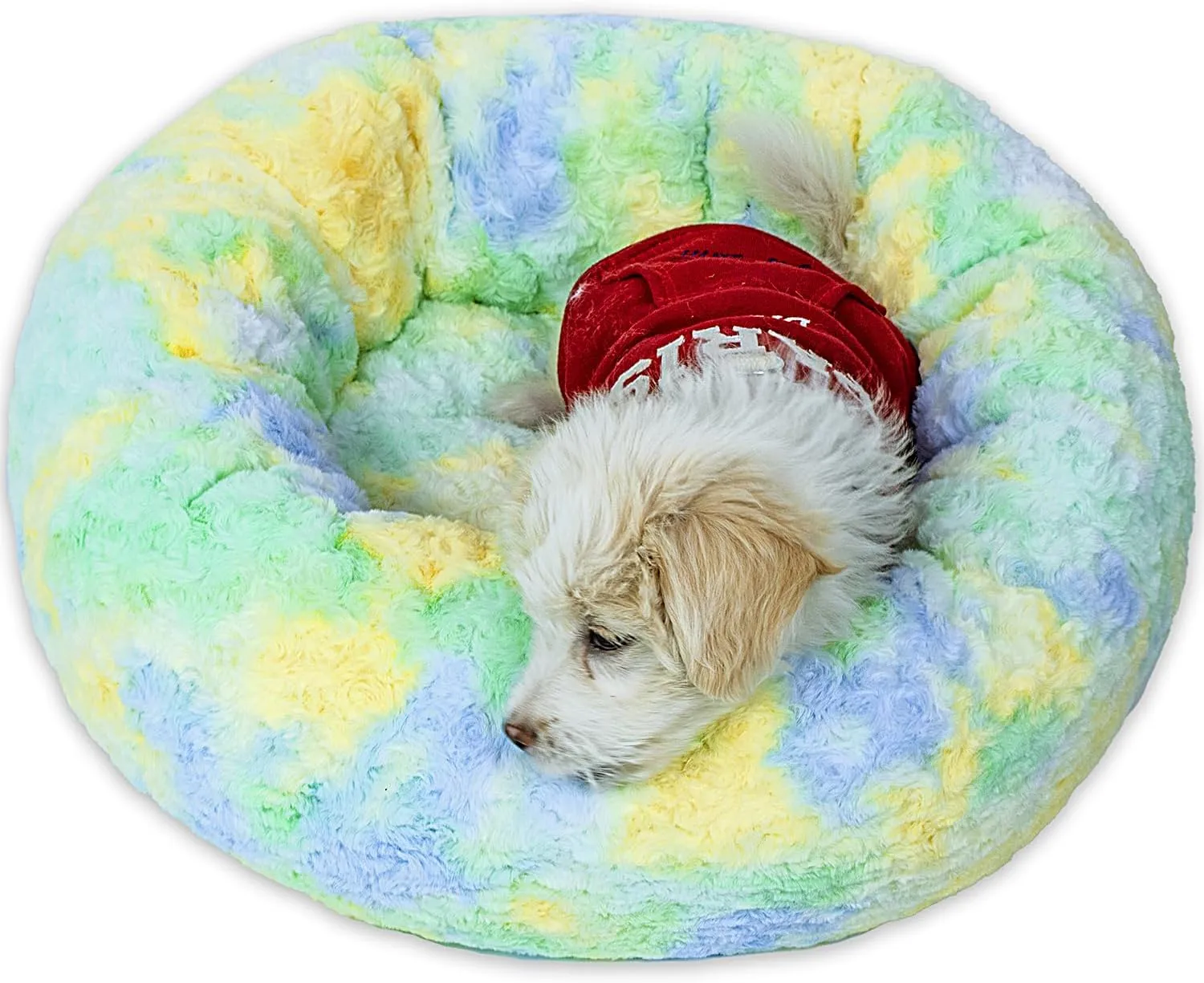 Calming Dog Bed for Small Medium Dogs Cats, 23'' Round Anti-Anxiety Warm Fluffy Plush Faux Fur Bed, Soft Anti-Slip Donut Washable Pet Bed, Fits up to 30 lbs Pets