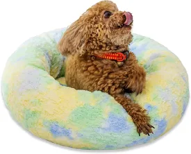 Calming Dog Bed for Small Medium Dogs Cats, 23'' Round Anti-Anxiety Warm Fluffy Plush Faux Fur Bed, Soft Anti-Slip Donut Washable Pet Bed, Fits up to 30 lbs Pets