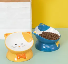 Cartoon Print Elevated Bowl For Cat Or Dog
