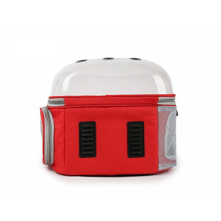 Clear Cover Parrot Bird Carrier Backpack with Stainless Steel Perch Stand & Feeder