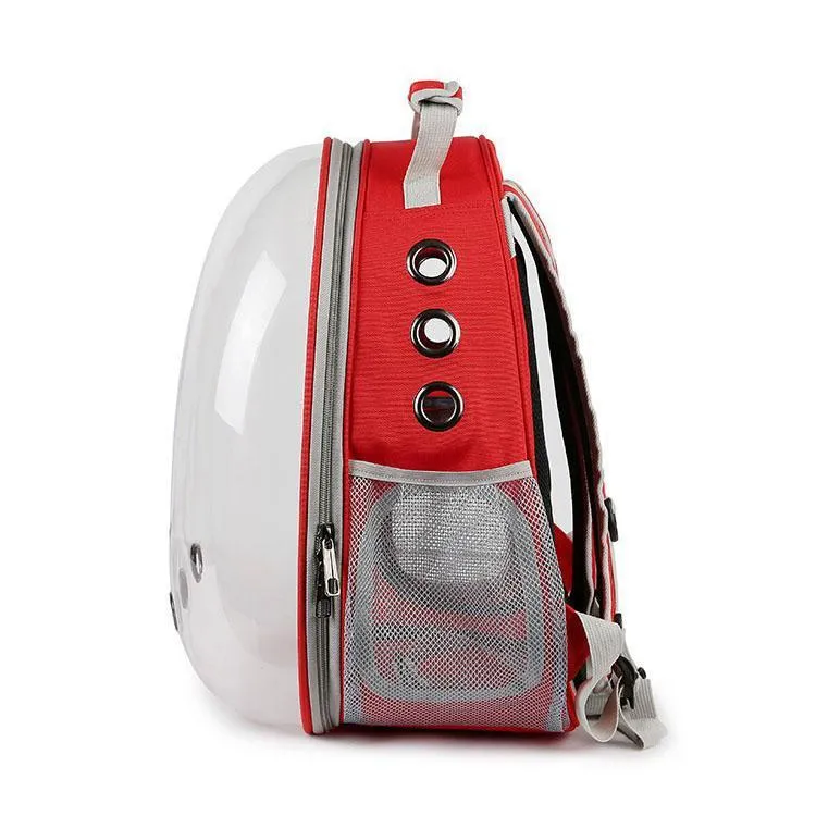 Clear Cover Parrot Bird Carrier Backpack with Stainless Steel Perch Stand & Feeder