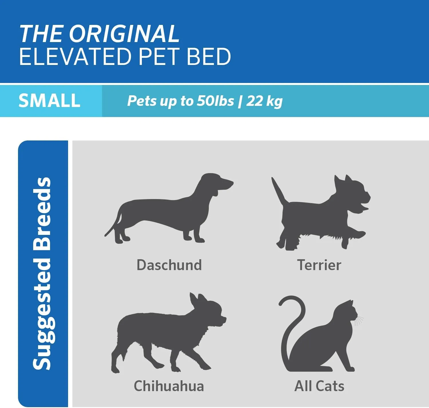 COOLAROO The Original Cooling Elevated Dog Bed, Indoor and Outdoor, Small, Grey
