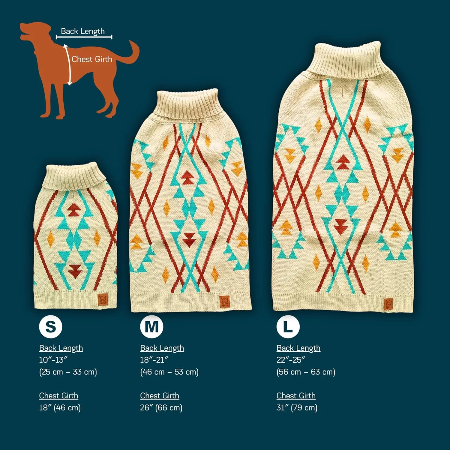 Cozy Acrylic Dog Sweater for Outdoor AdventuresBreathable & Insulating KnitClassic FitBackpacking Gear for DogsDog Hiking GearDog Camping Gear (Small, Indigenous)