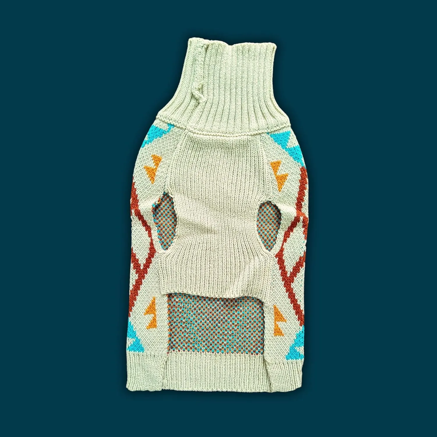 Cozy Acrylic Dog Sweater for Outdoor AdventuresBreathable & Insulating KnitClassic FitBackpacking Gear for DogsDog Hiking GearDog Camping Gear (Small, Indigenous)