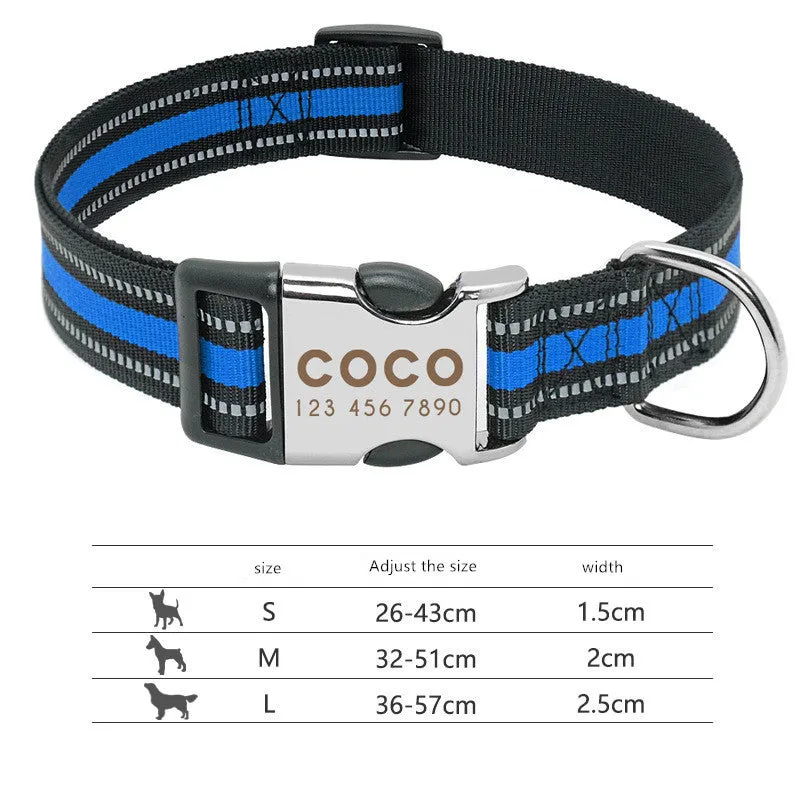 Custom Reflective Pet Leash Tag Collar Nylon Engraved Name