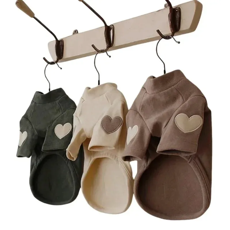 Cute Love Bear Hoodie for Pets - Warm Polyester Clothing for Dogs and Cats