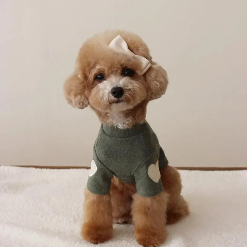 Cute Love Bear Hoodie for Pets - Warm Polyester Clothing for Dogs and Cats