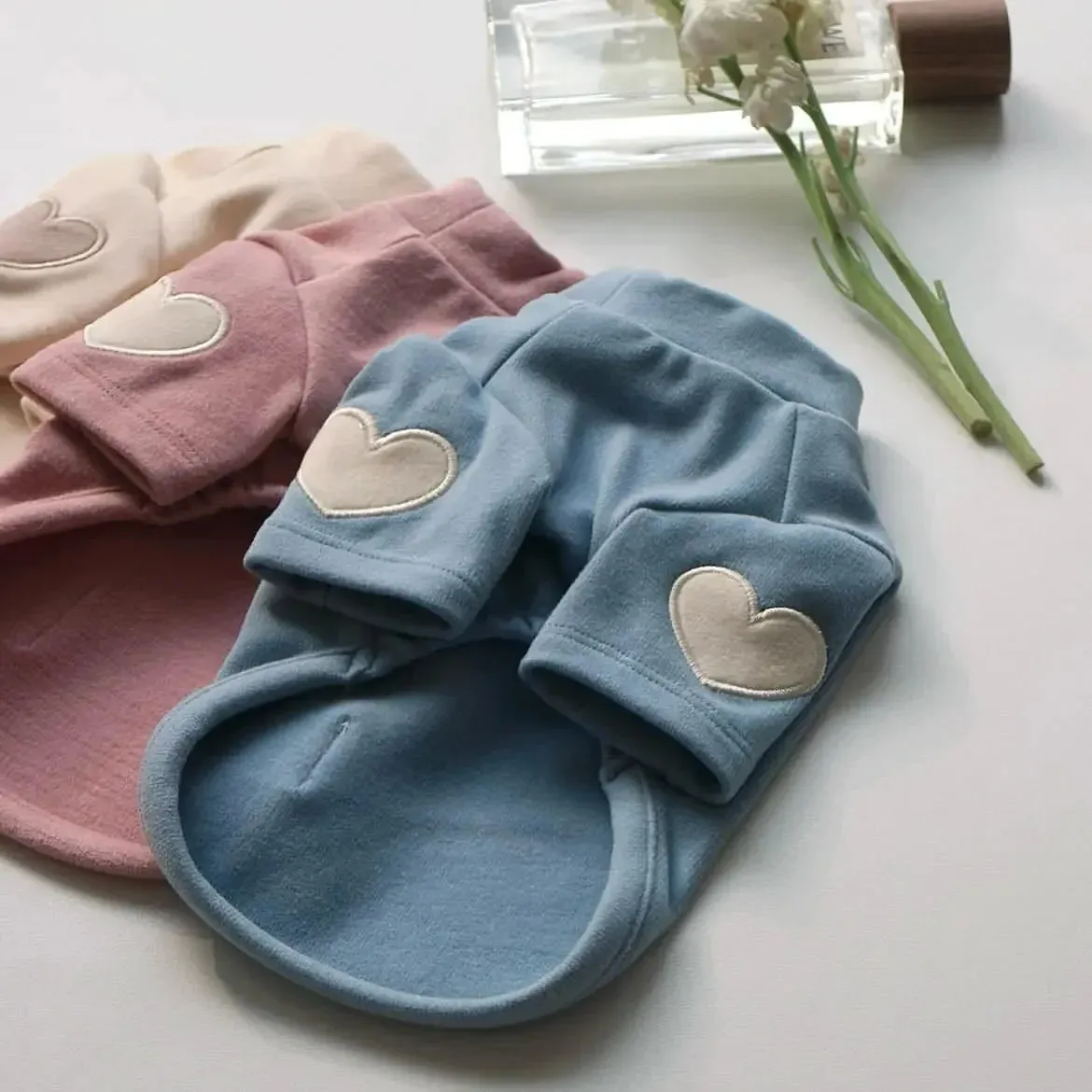 Cute Love Bear Hoodie for Pets - Warm Polyester Clothing for Dogs and Cats