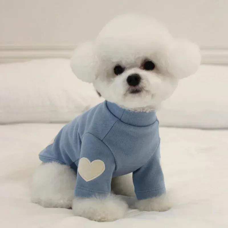 Cute Love Bear Hoodie for Pets - Warm Polyester Clothing for Dogs and Cats