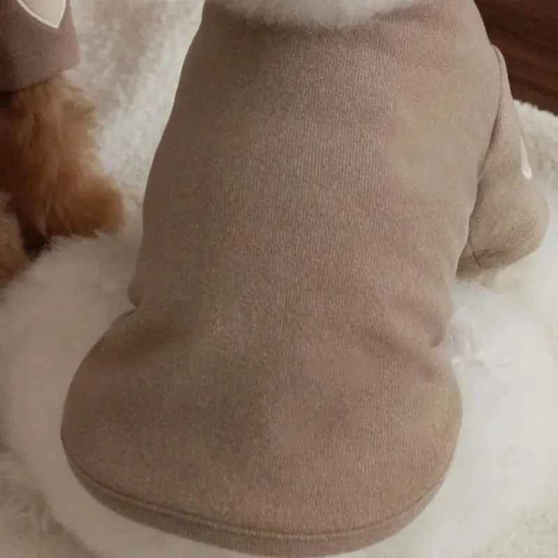 Cute Love Bear Hoodie for Pets - Warm Polyester Clothing for Dogs and Cats