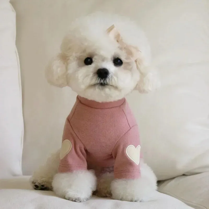 Cute Love Bear Hoodie for Pets - Warm Polyester Clothing for Dogs and Cats
