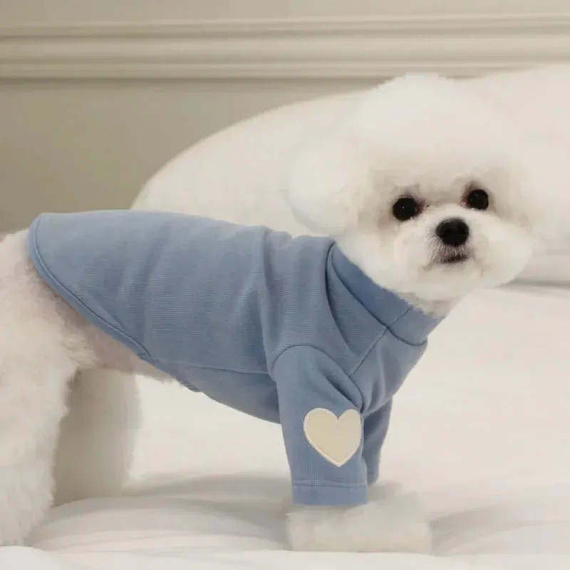 Cute Love Bear Hoodie for Pets - Warm Polyester Clothing for Dogs and Cats