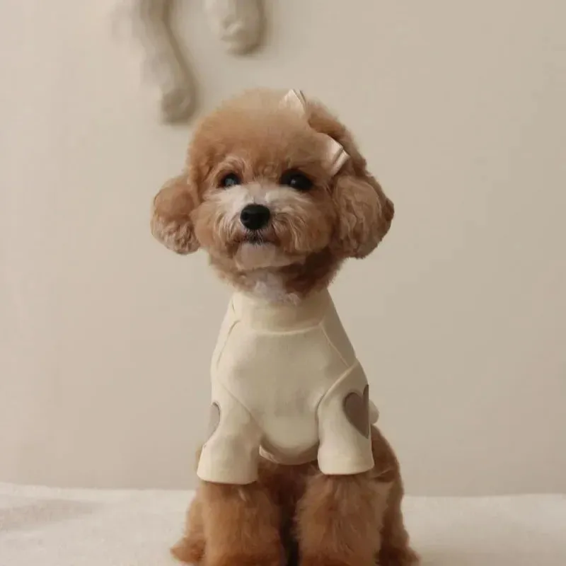 Cute Love Bear Hoodie for Pets - Warm Polyester Clothing for Dogs and Cats