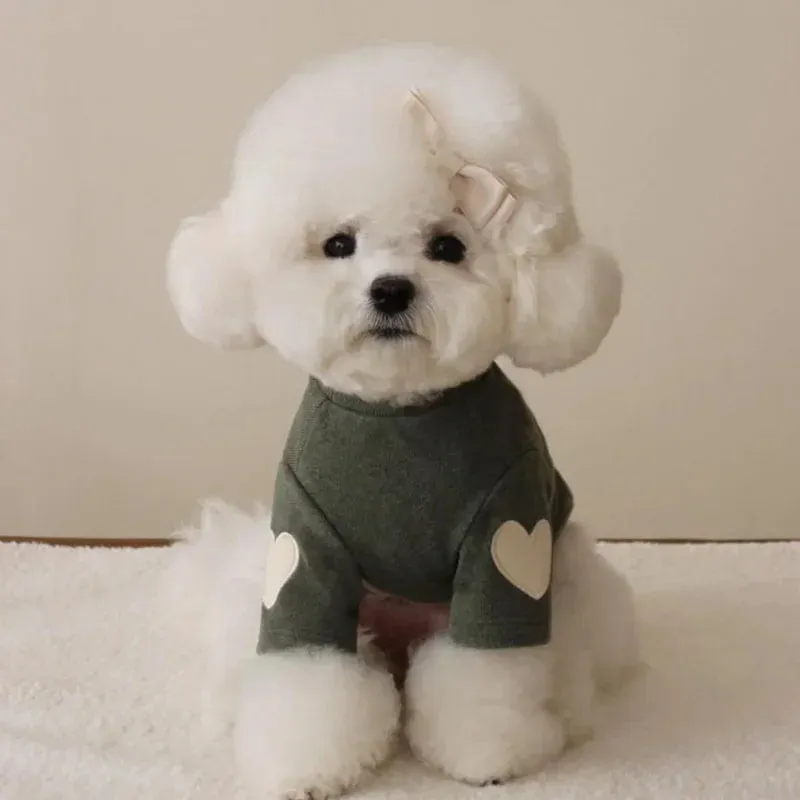 Cute Love Bear Hoodie for Pets - Warm Polyester Clothing for Dogs and Cats
