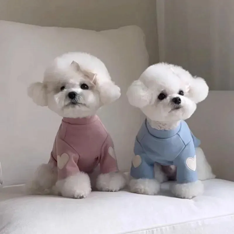 Cute Love Bear Hoodie for Pets - Warm Polyester Clothing for Dogs and Cats