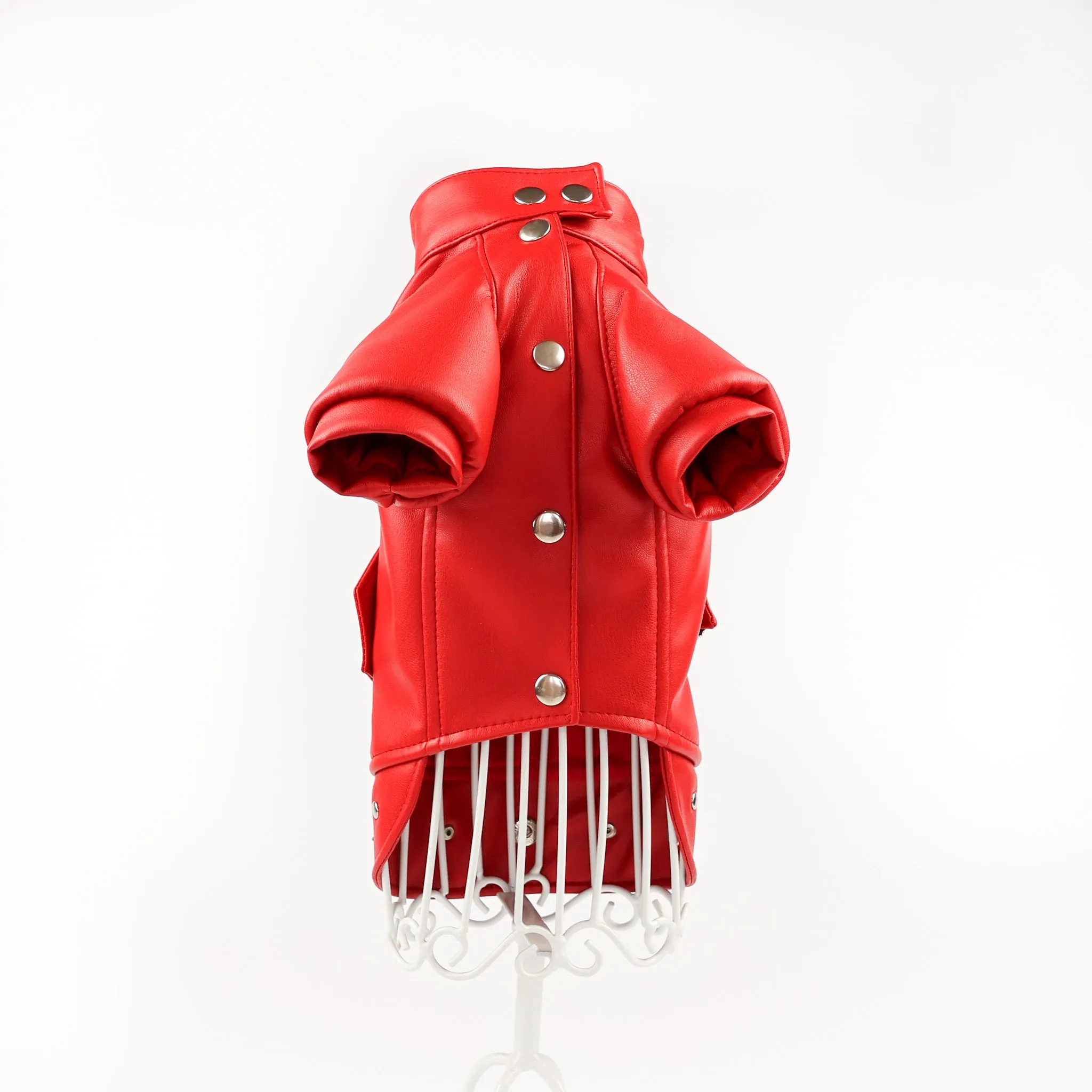 Designer Red Leather Dog  Jacket
