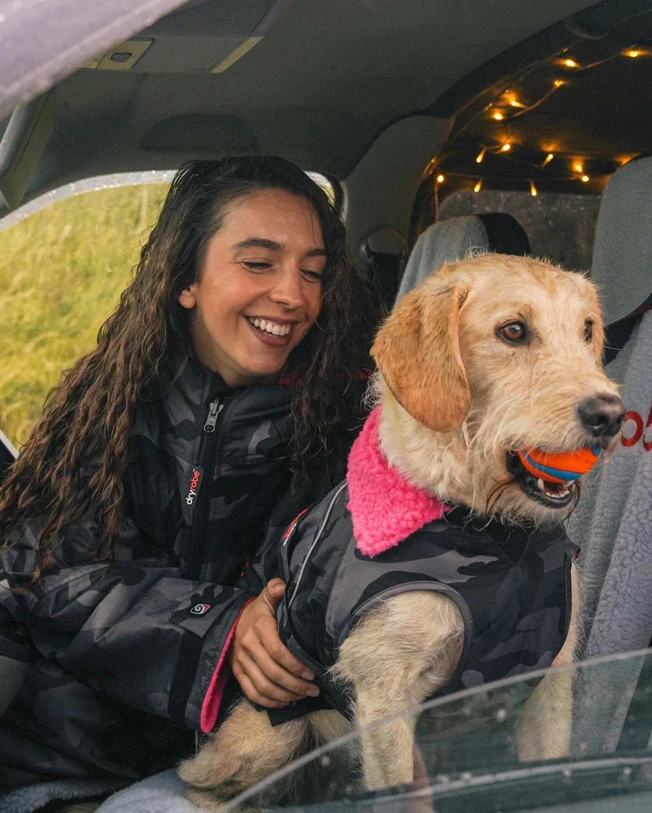 Dog Dryrobe in Black Camo & Pink