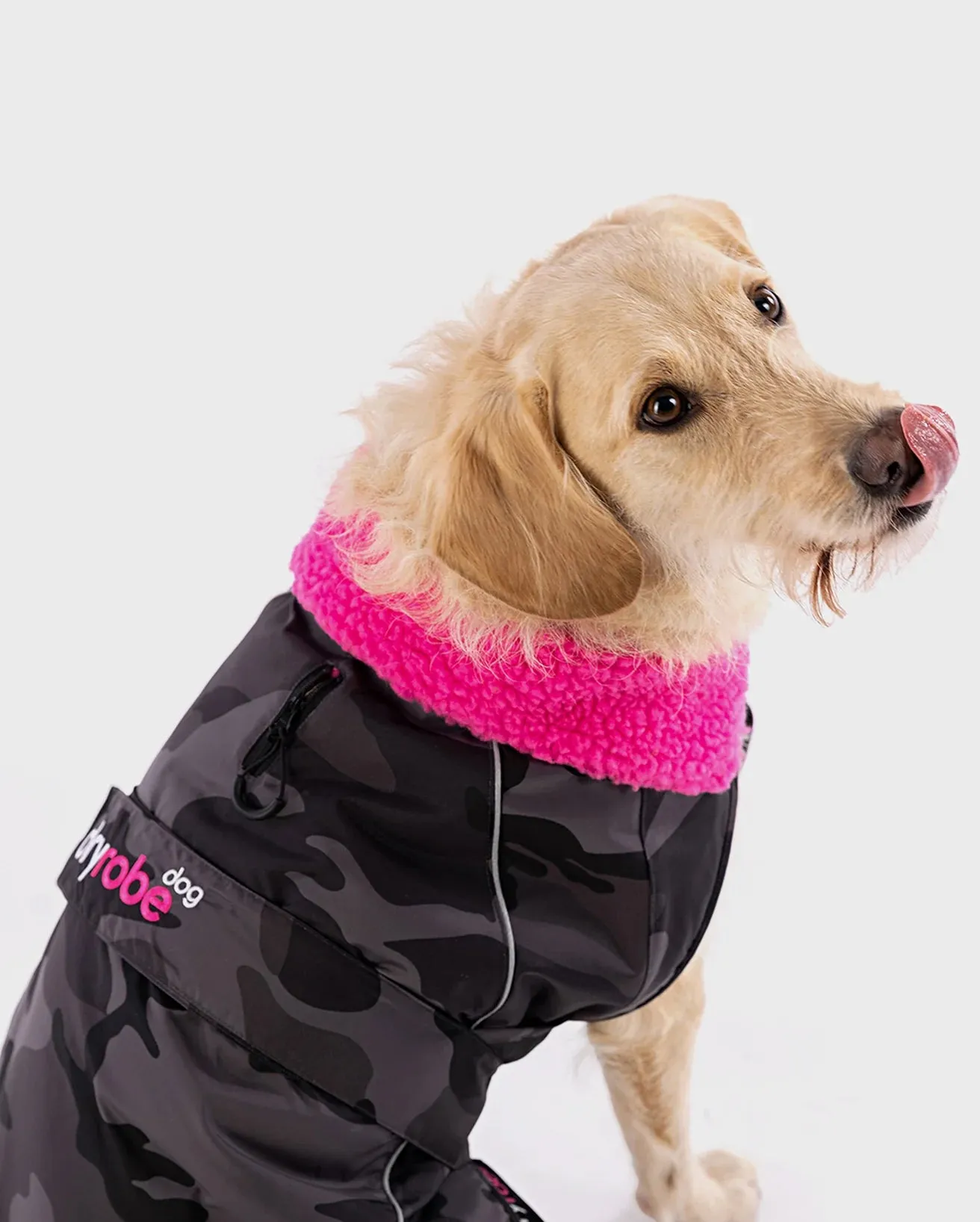 Dog Dryrobe in Black Camo & Pink
