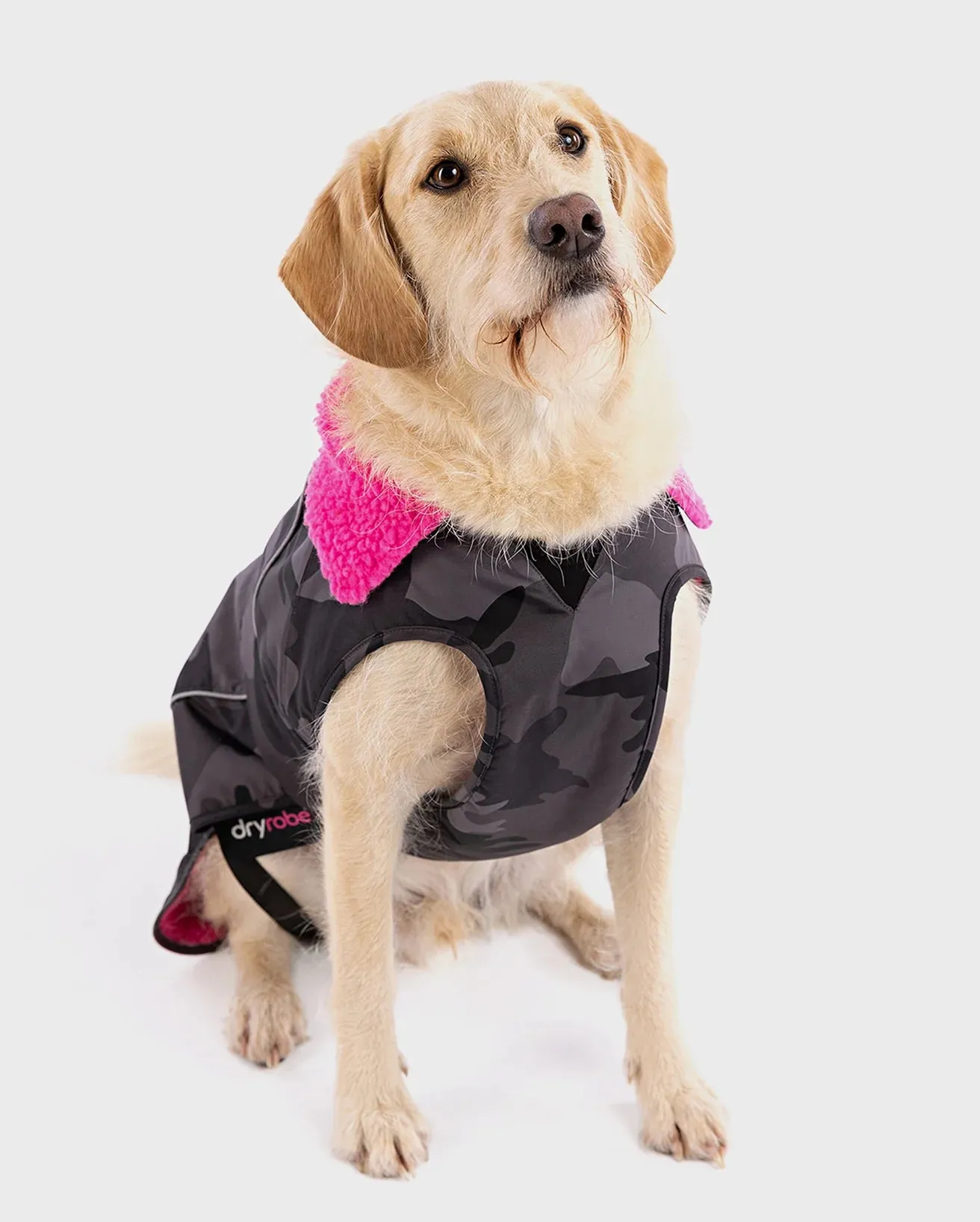 Dog Dryrobe in Black Camo & Pink