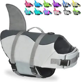 Dog Shark Life Jacket, Dog Life Vest for Swimming Adjustable Pet Life Preserver with Rescue Handle
