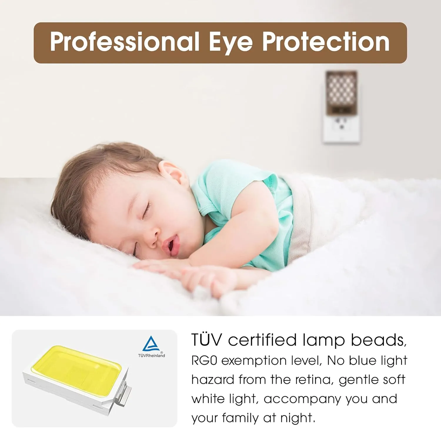 DORESshop LED Plug in Night Light [2 Pack], Night Lights Plug Into Wall, Dusk to Dawn Sensor Night Light, Decorative Night Lights, Adjustable Brightness for Bedroom, Hallway, Stairway, Daylight White