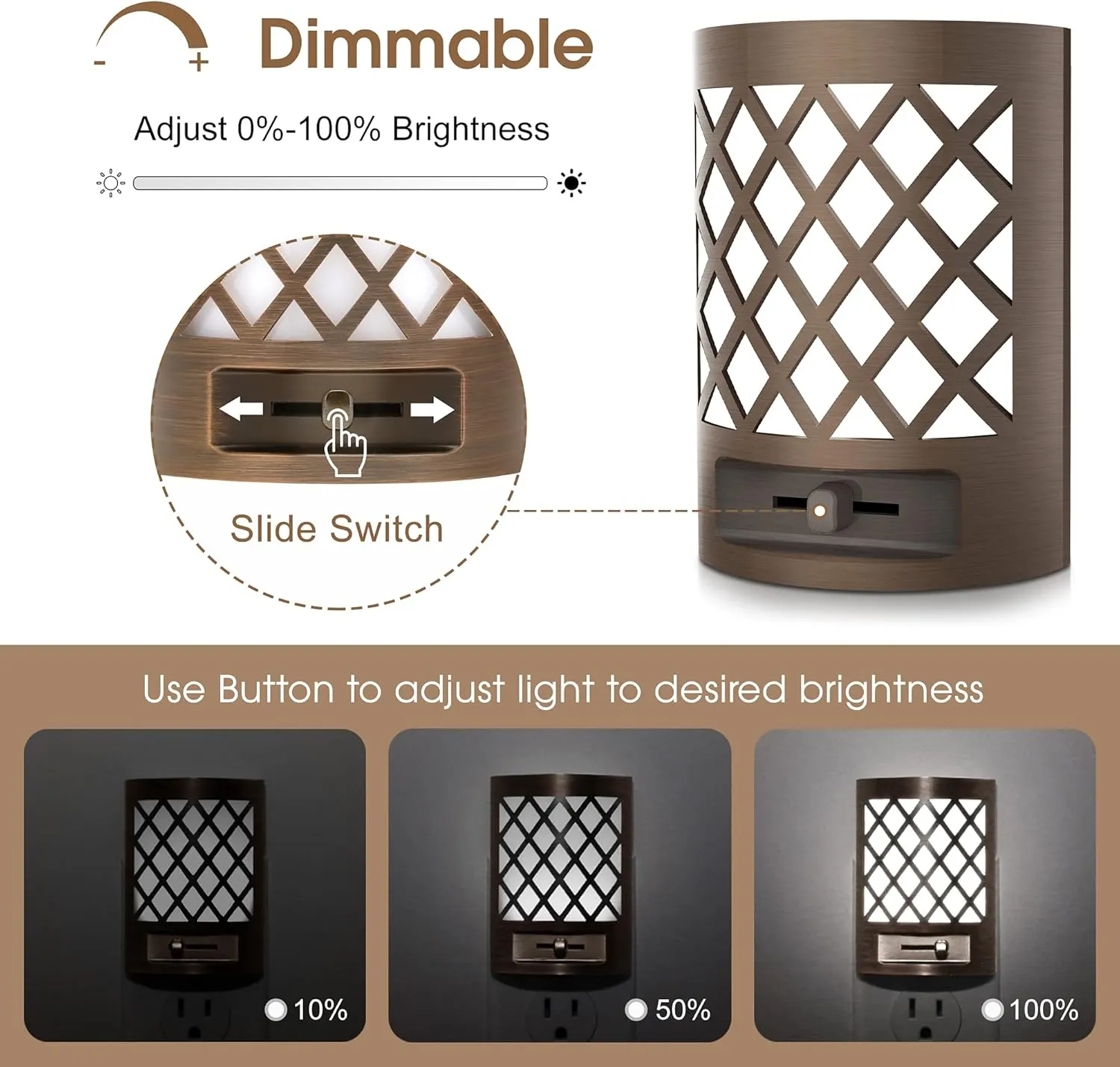 DORESshop LED Plug in Night Light [2 Pack], Night Lights Plug Into Wall, Dusk to Dawn Sensor Night Light, Decorative Night Lights, Adjustable Brightness for Bedroom, Hallway, Stairway, Daylight White