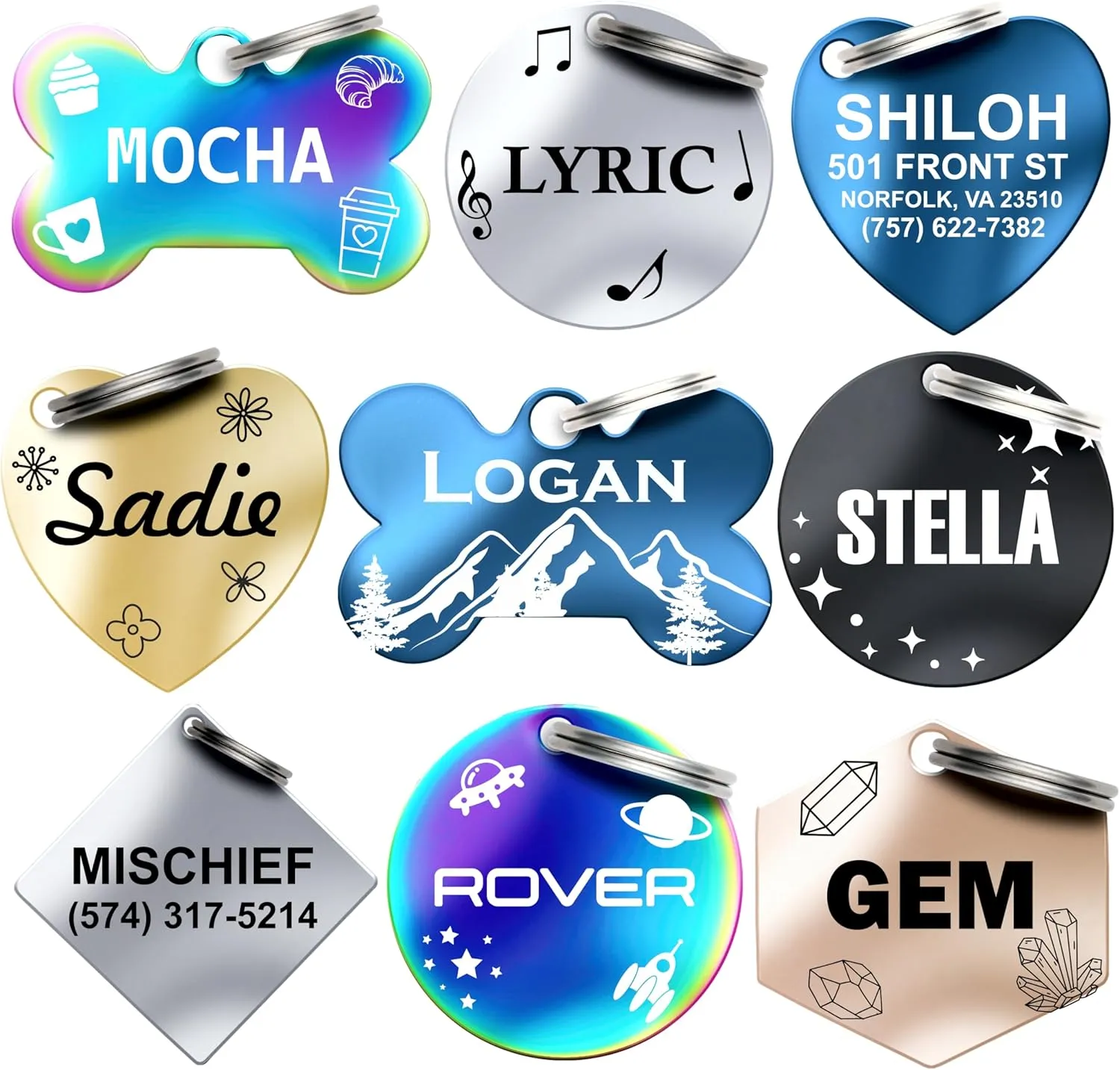 Dr. Fremont's Stainless Steel Custom Pet ID Personalized Engraved Identification Cat and Dog Tags with Custom Text, Many Shapes Including Bone, Heart, Circle (Rose Gold Stainless Steel, Small Heart)